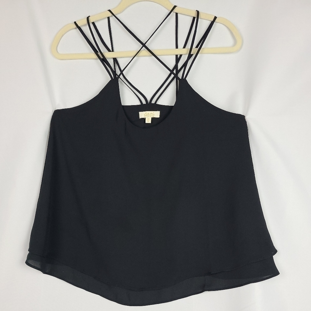 Dani Collection Camisole Black Strappy Size M Sheer Sexy